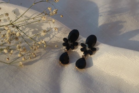 Black crystal drop earrings