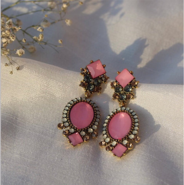 Pink drop earrings